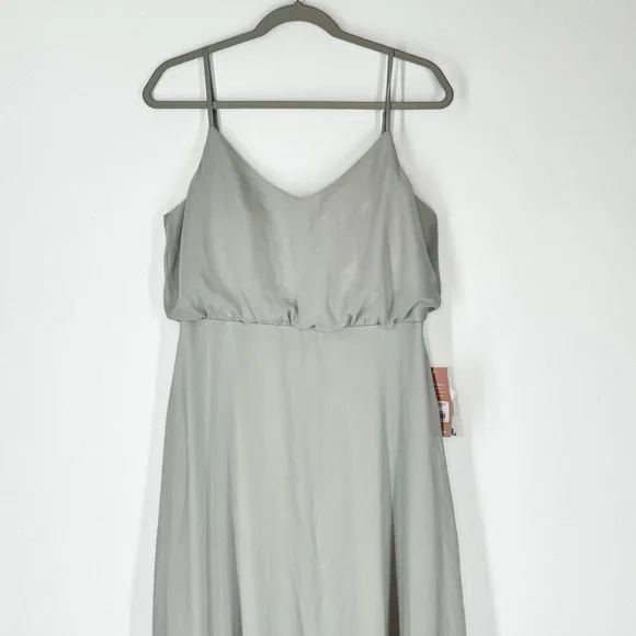 NWT Birdy Grey Gwennie Dove Gray Chiffon Dress Women’s Size Large - Picture 4 of 15